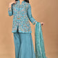 Morchari Women And Hand Embroidery Palazzo Set-Green - Swadesiicart