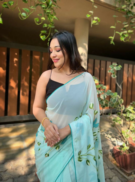Vamsee Aditi Sky Georgette Saree - Swadesiicart