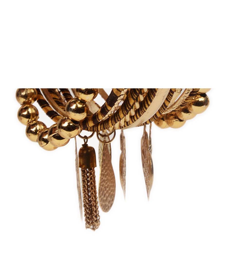 Gold-Polished Alloy Designer Fusion Gold Charms Bangle Set - The Pari - Swadesiicart