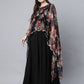 Ahalyaa Women Black Crepe Dress With Attached Dupatta | Swadesiicart
