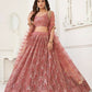 Aastha Fashion Dusty Onion Pink Butterfly Net Tone To Tone Thread Work, Sequence Work And Original Mirror Work Embroidery Wedding Wear Lehenga Choli