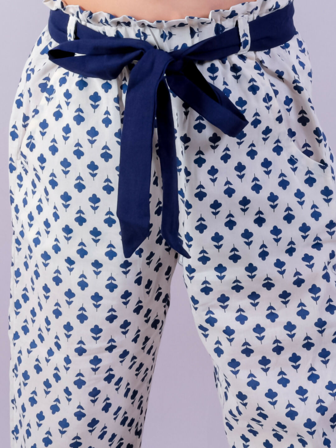 Lil Drama Jaipur Girls White Printed Top with Printed Pant Co-ordinate Set - Swadesiicart