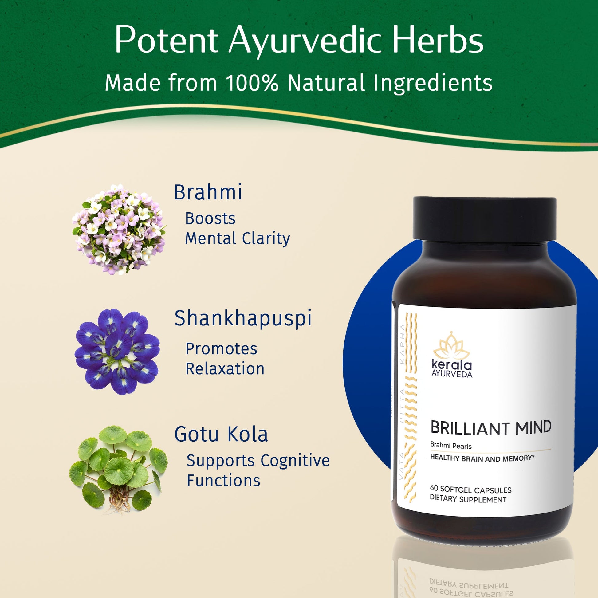 Brilliant Mind (Brahmi Pearls) (60 Soft Gel Capsules)