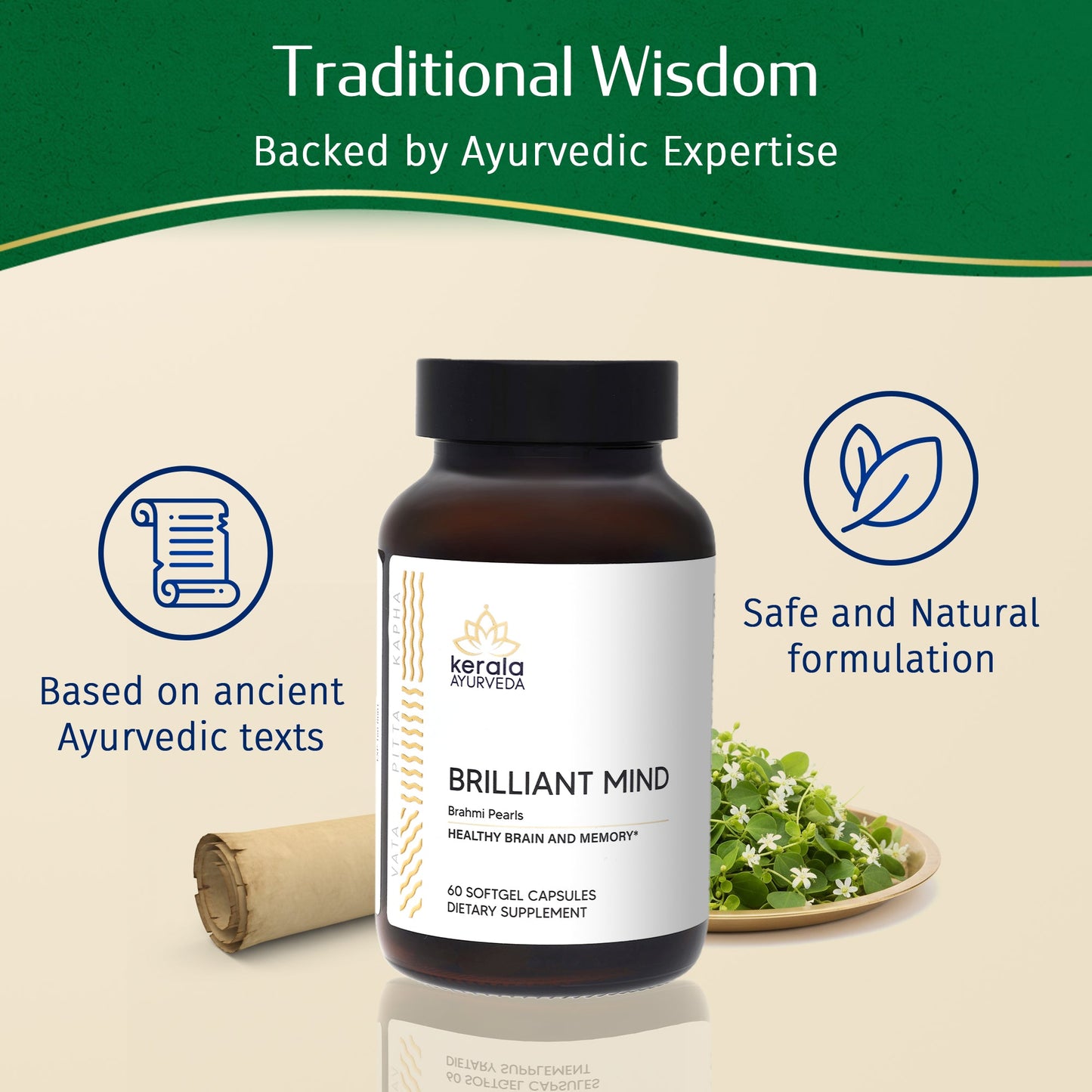 Brilliant Mind (Brahmi Pearls) (60 Soft Gel Capsules)