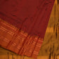 Brown and Mustard Narayanpet Silk Handloom Plain Saree with Traditional Border Design No Blouse - Global Threads | Swadesiicart