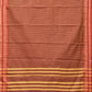 Brown and Rust Bamboo Cotton Saree with Checks Design No Blouse - Global Threads | Swadesiicart