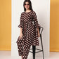Yufta Brown Cotton Maternity Gathered Or Pleated Kurta Pants Set