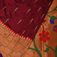 Brown Paithani Silk Handloom Saree with Triple Muniya Border and Pallu Design - Global Threads | Swadesiicart