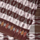 Brown Pochampally Ikat Cotton Handloom Saree with Strips Design No Blouse - Global Threads | Swadesiicart