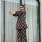 Yufta Brown Polka Dot Print Top And Trouser Co Ord Set - Swadesiicart