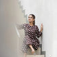 Yufta Brown Polka Dot Print Top And Trouser Co Ord Set - Swadesiicart