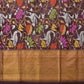 Brown Uppada Silk Handloom Saree with All Over Birds and Lotus Design - Global Threads | Swadesiicart