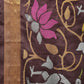 Brown Uppada Silk Handloom Saree with All Over Birds and Lotus Design - Global Threads | Swadesiicart