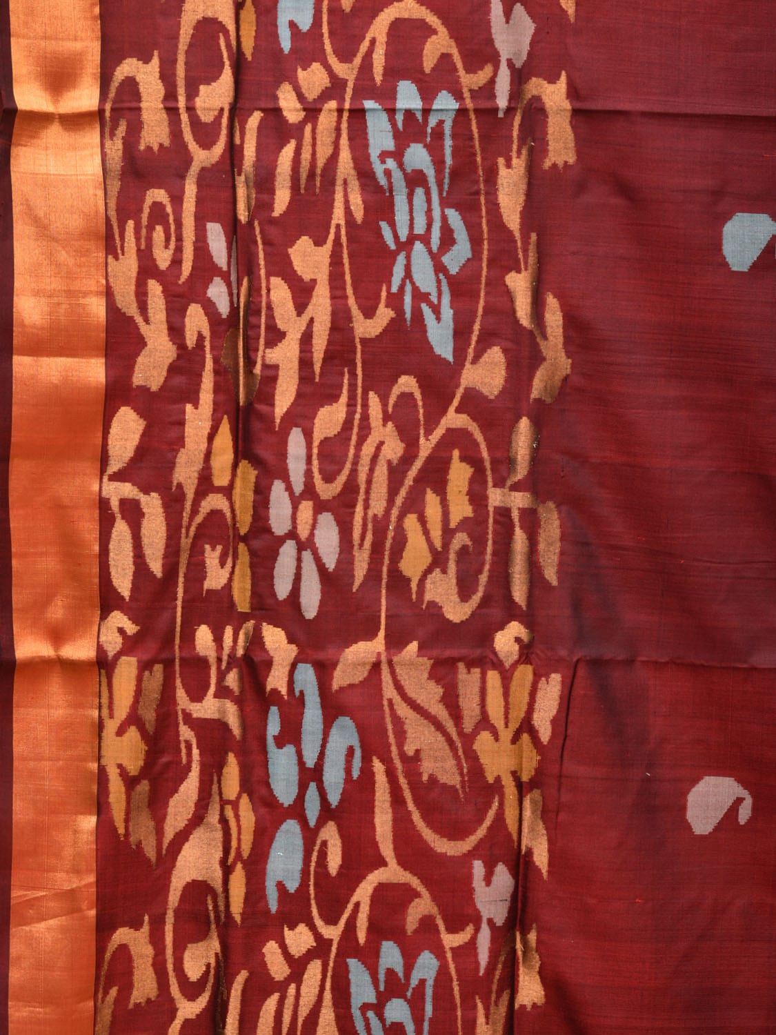 Brown Uppada Silk Handloom Saree with One Side Border Design - Global Threads | Swadesiicart