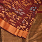 Brown Uppada Silk Handloom Saree with One Side Border Design - Global Threads | Swadesiicart