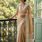 Anaita Brown Linen Zari Work Saree With Blouse