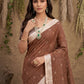 Anaita Brown Linen Cotton Zari Work Saree With Blouse