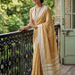 Anaita Brown Linen Zari Work Saree With Blouse