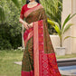 Anaita Brown Silk Saree With Blouse Piece