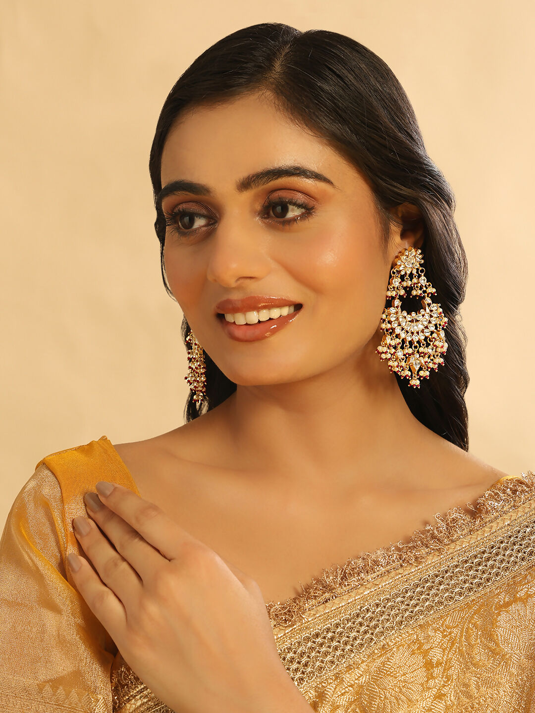 Nuyug 22K Gold Plated Pearl Empress Chandbali Earrings | Swadesiicart