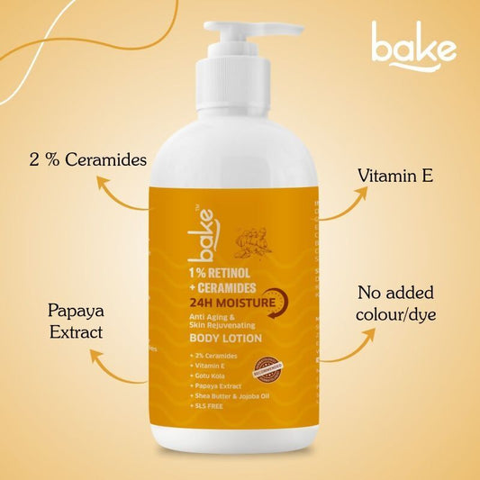 Bake 1% Retinol & Ceramides Body Lotion | Swadesiicart