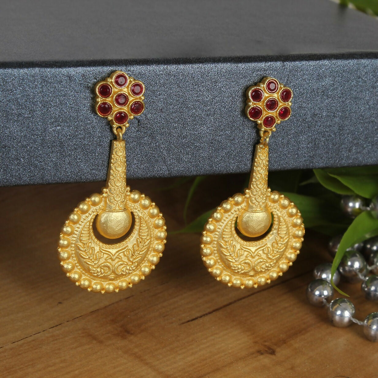 Joban Fashion Women Matte Gold Brass Earrings | Swadesiicart