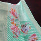 Shades Of Mint Green With Floral Design Semi Chanderi Saree By Gayathri Reddy Designer Studio | Swadesiicart