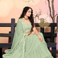 Jyoti Fashion Sea Green Two Tier Crush Georgette Lehenga Choli with Dupatta | Swadesiicart