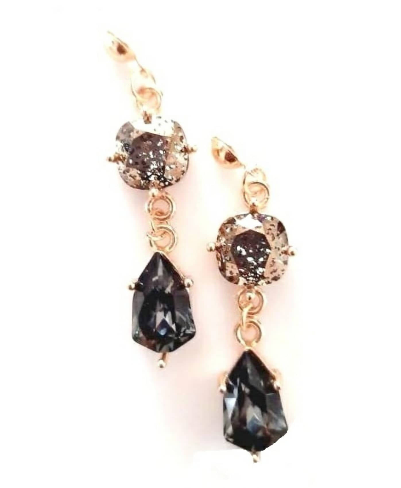 Bling Accessories Swarovski Crystal Rose Patina Earrings | Swadesiicart