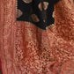 Joban Fashion Black Crepe Chiffon Pure Handloom Banarasi Silk Saree | Swadesiicart