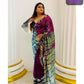 Arfa Fashion House Wine Georgette Sequince Saree