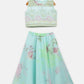 Ahalyaa Aqua Blue Organza Printed Lehenga Choli For Kids For Girls | Swadesiicart