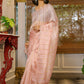 Vamsee Vijaytara Peach Organza Saree - Swadesiicart