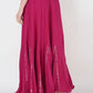 Mominos Fashion Magenta Viscose Rayon Flared Palazzo with Mirror Lace Work - Swadesiicart