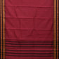 Burgundy Bamboo Cotton Saree with Checks Design - Global Threads | Swadesiicart