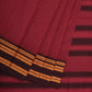 Burgundy Bamboo Cotton Saree with Checks Design - Global Threads | Swadesiicart
