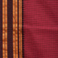 Burgundy Bamboo Cotton Saree with Checks Design - Global Threads | Swadesiicart