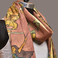 Burgundy Kalamkari Hand Painted Kanchipuram Silk Handloom Dupatta with Painting Design - Global Threads | Swadesiicart