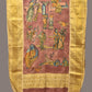 Burgundy Kalamkari Hand Painted Kanchipuram Silk Handloom Dupatta with Painting Design - Global Threads | Swadesiicart