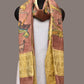 Burgundy Kalamkari Hand Painted Kanchipuram Silk Handloom Dupatta with Painting Design - Global Threads | Swadesiicart