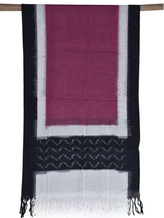 Burgundy Pochampally Ikat Cotton Handloom Stole - Global Threads | Swadesiicart