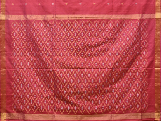 Burgundy Uppada Silk Handloom Saree with Jamdani Pallu Design - Global Threads | Swadesiicart