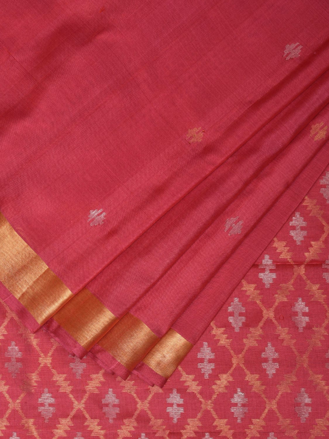 Burgundy Uppada Silk Handloom Saree with Jamdani Pallu Design - Global Threads | Swadesiicart
