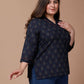 Miravan Women's Plus Size Blue Printed Indigo Kurti - Swadesiicart