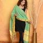 Very Much Indian Handloom Pure Cotton Paithani Dupatta - Green | Swadesiicart
