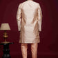 Raivat Ethnic Banarasi Jacquard Embroidery Semi Indo Western Sherwani In Peach Colour | Swadesiicart