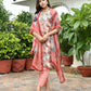 Vaasva Women's Rust Tissue Gota Embroidered Suit Set With Solid Pant And Embroidered Dupatta | Swadesiicart