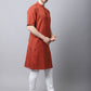 Even Apparels Red Pure Cotton Kurta With Band Collar | Swadesiicart