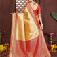 Aastha Fashion Cream Tissue Silk Woven Saree