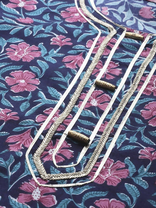 Anubhutee Blue Ethnic Motifs Printed Pure Cotton Kurta with Trousers & Dupatta | Swadesiicart